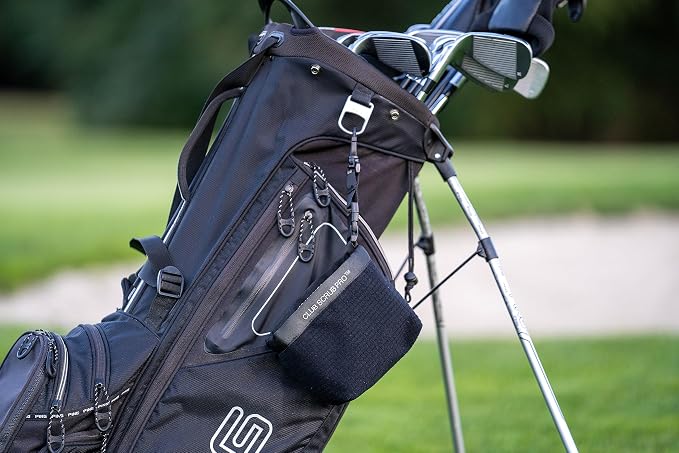 Club Scrub Golf Club and Golf Ball Cleaning Bag, Waterproof Clean Face Technology Liner, Detachable Clip, Machine Washable, Cleans Club Grooves, Dry Exterior (Neoprene or Microfiber Option Available)
