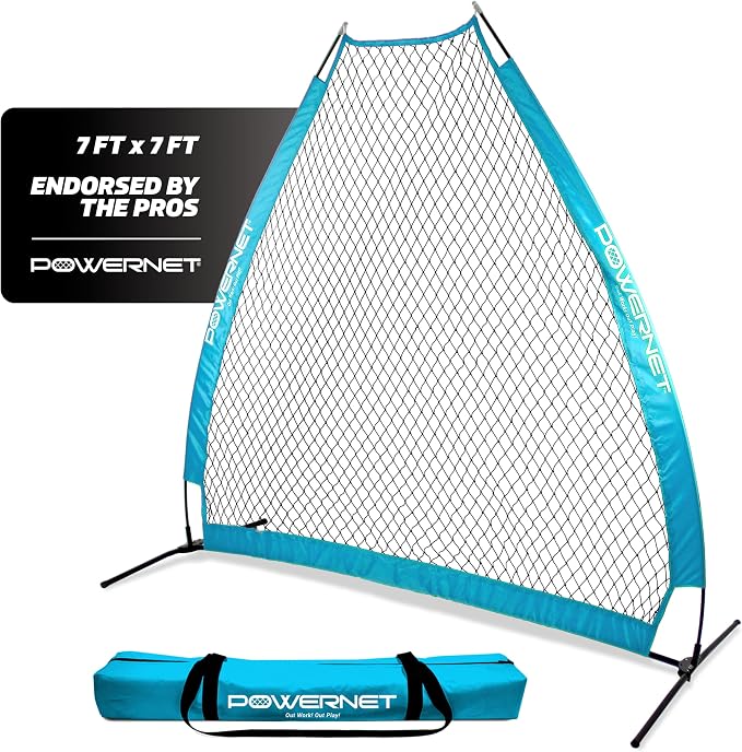PowerNet Baseball Training Equipment Baseball Net, Portable Softball Batting Practice Pitching Screen, 7-FT I-Screen or A-Frame Pitching Net