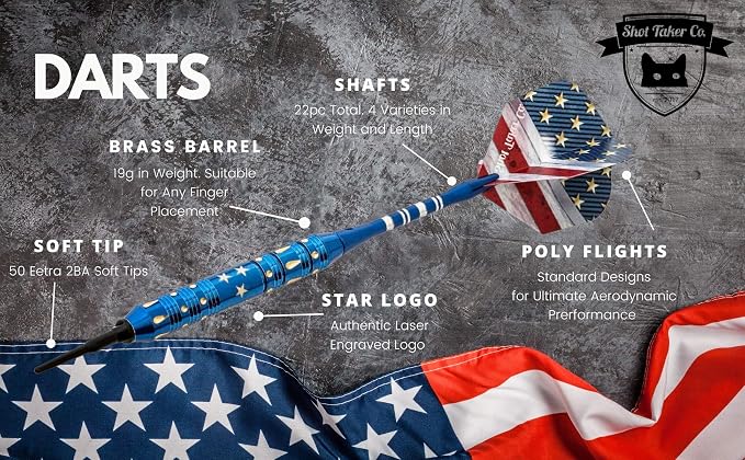 Soft Tip Darts Set - Professional Darts for Electronic Dartboard - Includes Brass Barrels + Plastic & Aluminum Shafts + Rubber O'Rings + Flights + 50PC 2BA Tips + Wrench