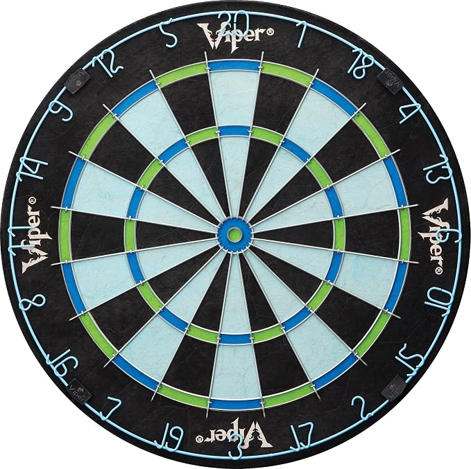 Viper Chroma Tournament Bristle Steel Tip Dartboard Set with Staple-Free Bullseye, Galvanized Metal Triangular Spider Wire for Reduced Bounce Outs; High-Grade Self-Healing Premium Sisal