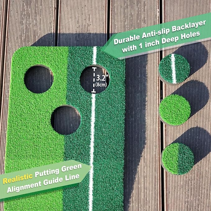 SENSECLUB Indoor Putting Green, Foldable Putting Mat Golf Game Set, Golf Gifts for Men with Ball-Collect System