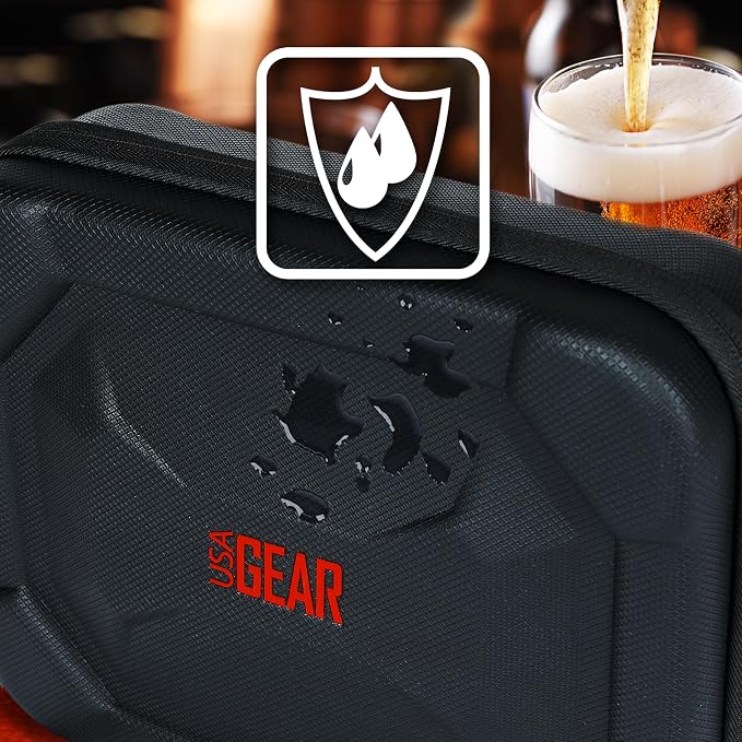 USA Gear XL Semi Hard Shell Dart Case - Protective Case for 15 Piece Dart Set, Tips, Flights and Shafts, and more Accessories - Locking Foam Design for Soft and Steel Tips - Storage Only