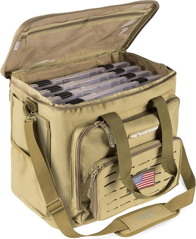 KastKing Karryall with Box Tackle Bag, Saltwater & Freshwater Gear Storage | 4 x 3700 Tackle Trays are included, Water-resistant, Padded Shoulder Strap, 42L, Store up to (8) 3600 size Lure Boxes