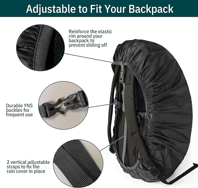 Unigear Backpack Rain Cover Waterproof Rating 5000mm, Ultraportable and Durable with 2 Anti-Slip Buckle Strap, Integrated Carry Pouch Design