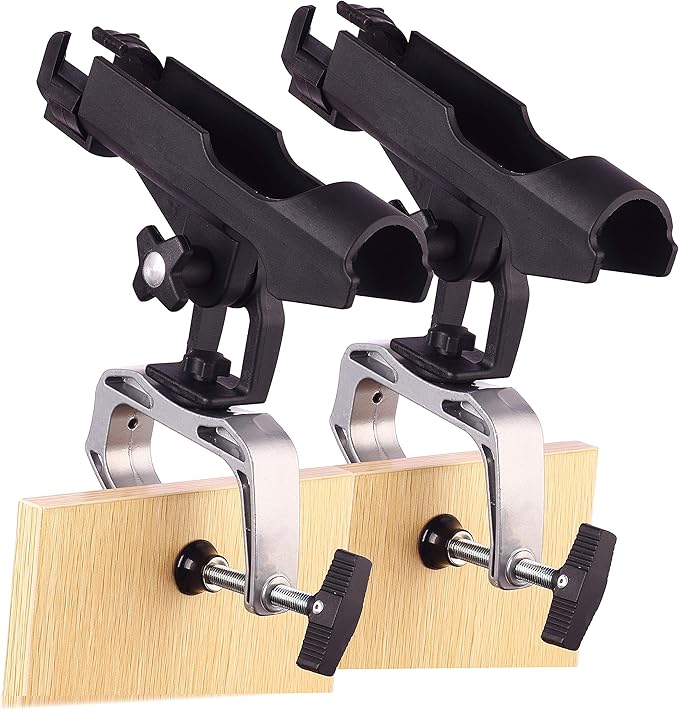 HiUmi Fishing Boat Rods Holder with Large Clamp Opening 360 Degree Adjustable Fishing Rod Racks Folding Holder