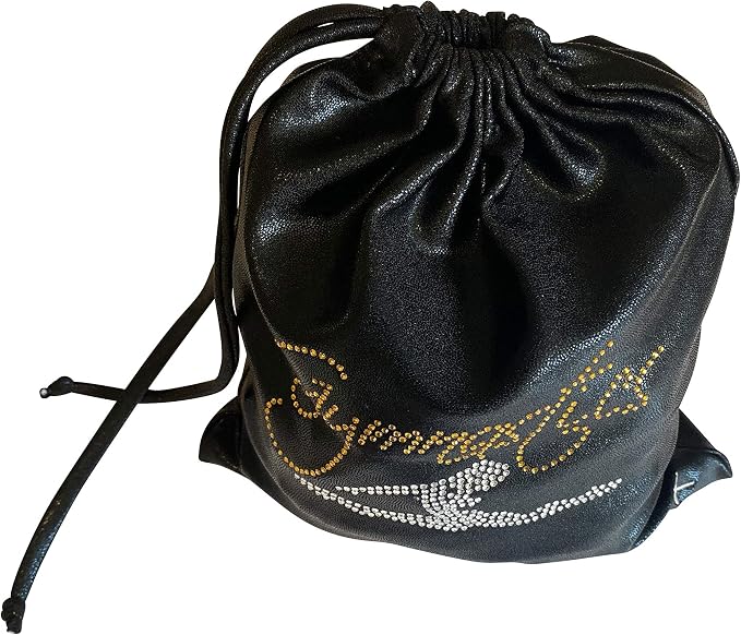 LIL'FOX 8"x10" Drawstring Gymnastics SMALL GRIP BAG 26x20cm - Lightweight Bag for Personal Equipment - Shiny Foil Rhinestones