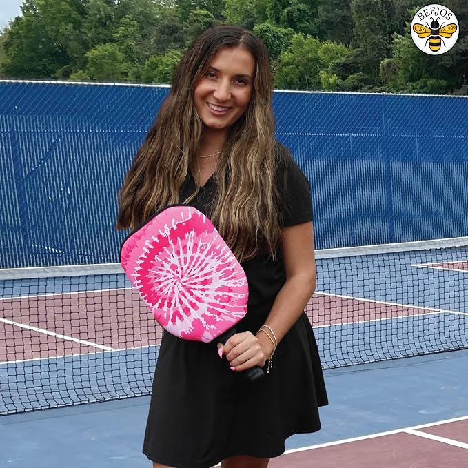 BeeJos Spirl Tie-Dye: Premium Slip-On Pickleball Paddle Cover-Fits Standard Size Paddles-Zipperless (Paddle not Included) Handmade in USA
