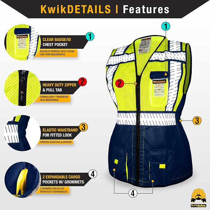 KwikSafety - Charlotte, NC - SHERIFF & SPECIALIST Class 2 & Class 3 Hi Vis ANSI OSHA Safety Vest for Women
