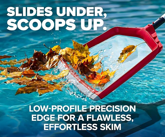 Pool Leaf Skimmer Net for Cleaning with 15 Feet Aluminum Telescopic Pool Pole Swimming Pool Leaf Net - Heavy Duty, Reinforced Frame, Large Capacity Pool Rake // The Ultimate