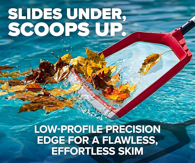 Pool Leaf Skimmer Net for Cleaning with 13 Feet Aluminum Telescopic Pool Pole Swimming Pool Leaf Net - Heavy Duty, Reinforced Frame, Large Capacity Pool Rake // The Ultimate