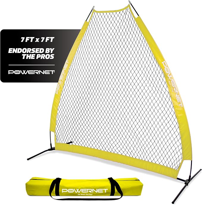 PowerNet Baseball Training Equipment Baseball Net, Portable Softball Batting Practice Pitching Screen, 7-FT I-Screen or A-Frame Pitching Net