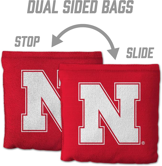 YouTheFan Officially-Licensed NCAA Set of 8 Cornhole Bags - All Weather Dual Sided Slide & Stop - Regulation Size with Carry case