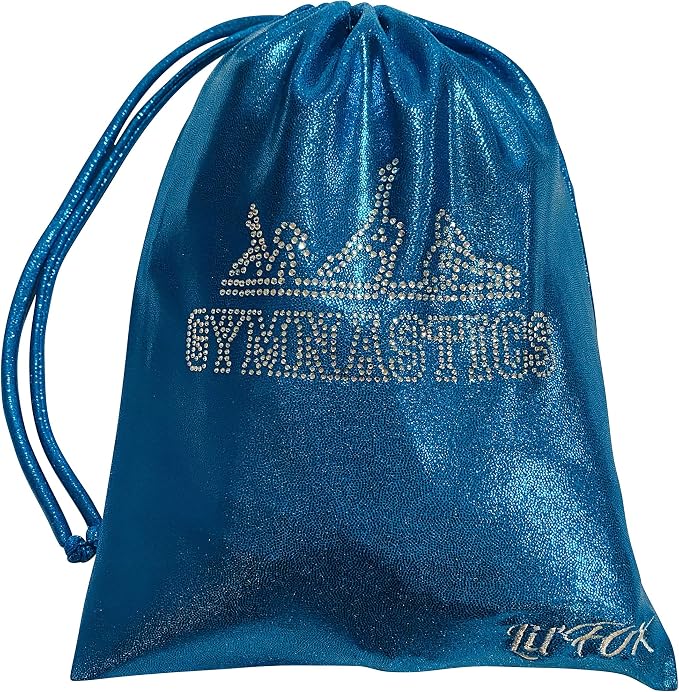 LIL'FOX 8"x10" Drawstring Gymnastics SMALL GRIP BAG 26x20cm - Lightweight Bag for Personal Equipment - Shiny Foil Rhinestones