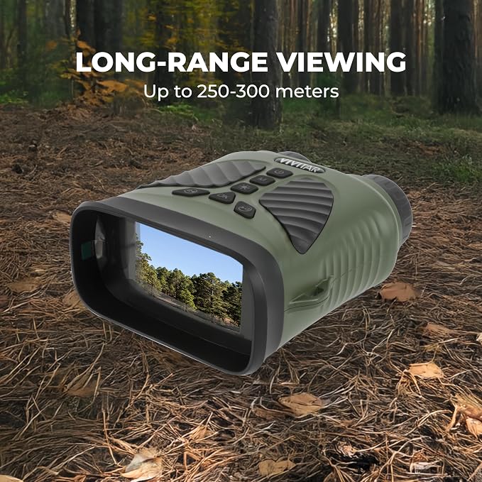 Vivitar - Digital Camera Binocular, 16MP High-Resolution Photos, Full QHD 2.7K Video, Day & Night Use, Compact Design, Soft Rubber Drop-Resistant Red Body, for Sports, Travel & Outdoors (Green)