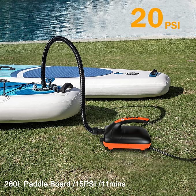 Paddle Board Electric Pump - 20Psi Portable Rechargeable Electric SUP Air Pump,Dual-Stage Inflation & Deflation, Auto-Off,High Pressure Pump with LED Light for SUP, Kayak, Surfing Kite, Boat
