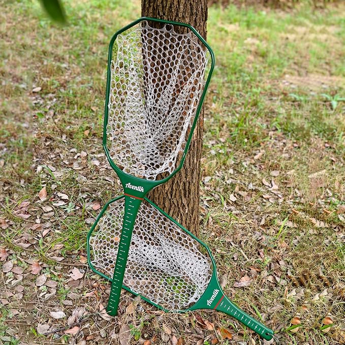 Aventik Fly Floating Fishing Net Carbon Fiber Landing Trout Net Light Weight Clear Rubber Ghost Net Catch & Release
