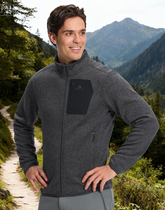 Pioneer Camp Men's Fleece Jackets Full Zip Lightweight Winter Warm with Zipper Pockets Athletic Camping Outwear Coat