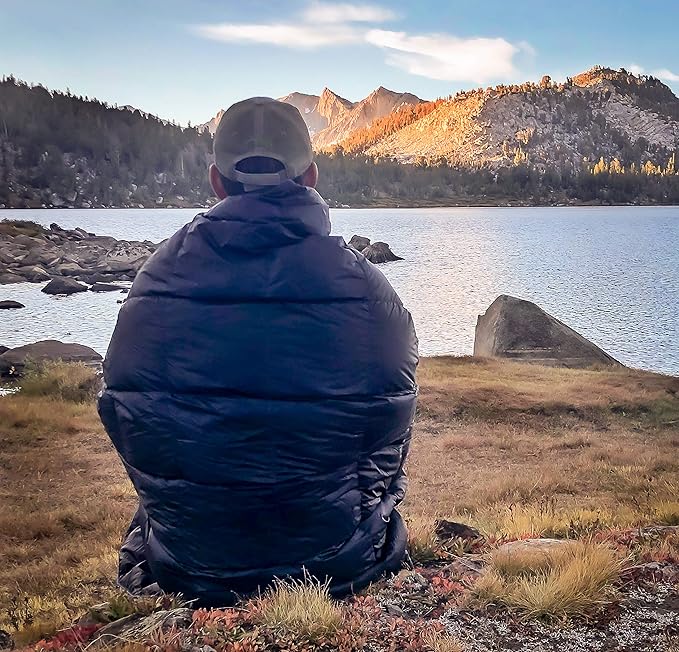 Get Out Gear Down Camping Blanket - Puffy, Packable, Lightweight and Warm | Ideal for Outdoors, Travel, Stadium, Festivals, Beach, Hammock | 650 Fill Power Water-Resistant Backpacking Quilt