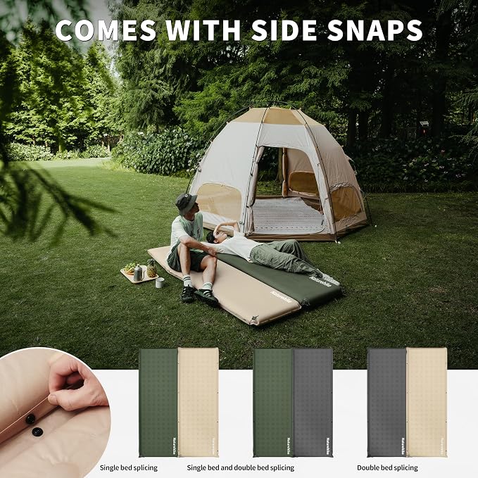 Naturehike Connectable Self Inflating Sleeping Pad, 2.36" Memory Foam Camping Pad, Backpacking Camping Mattress Pad for Tent, Travel, Car, Hammock