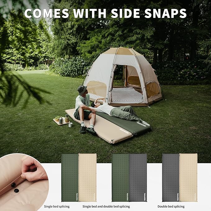 Naturehike Connectable Self Inflating Sleeping Pad, 1.18" Memory Foam Camping Pad, Backpacking Camping Mattress Pad for Tent, Travel, Car, Hammock