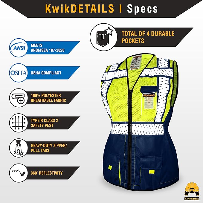 KwikSafety - Charlotte, NC - SHERIFF & SPECIALIST Class 2 & Class 3 Hi Vis ANSI OSHA Safety Vest for Women
