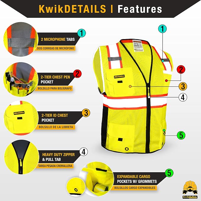KwikSafety - BIG KAHUNA Safety Vest | Base & Limited Edition | Class 2 Reflective Vest ANSI OSHA Safety Vest for Men