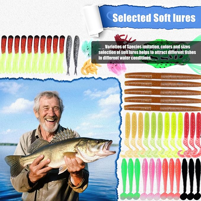 EXAURAFELIS Fishing Gear Fishing Lures All-in-one Tackle Box Minnow Crankbait Spinnerbaits VIB Jigs Hooks Paddle swimbaits Frog Lure Spoon Sinking Lure for Bass Trout Walleye Redfish