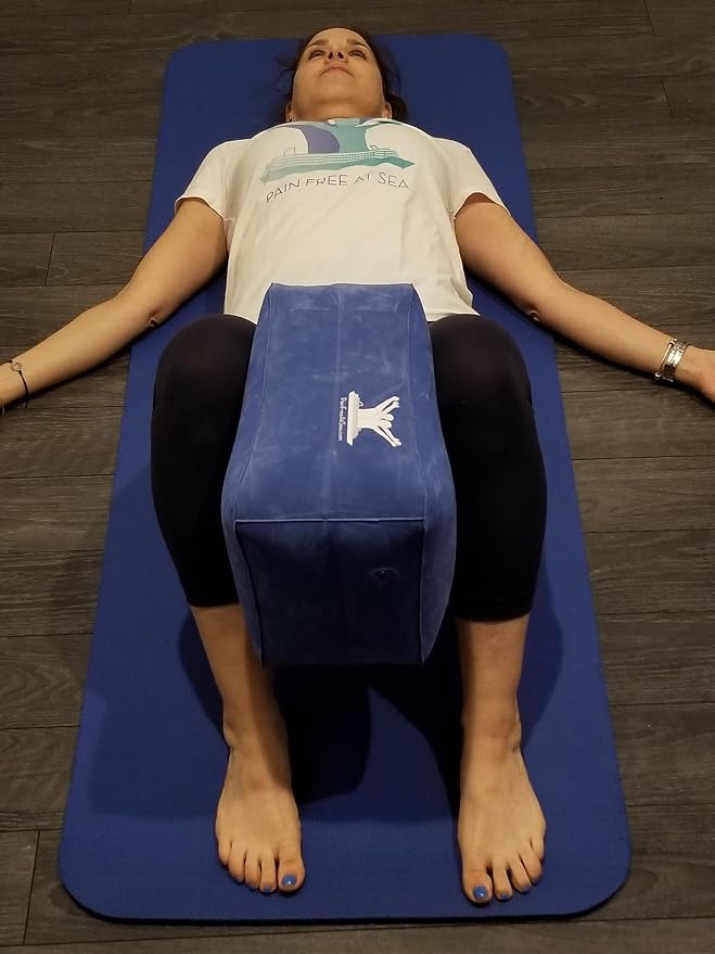 PAIN FREE AT SEA Posture Therapy Small Inflatable Block and Healing Aqua Strap/Yoga Belt Bundle