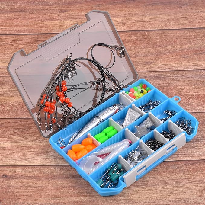 Surf Fishing Tackle Kit, 173pcs Saltwater Fishing Gear with Pyramid Sinkers Fish Finder Rigs High-Low Rigs Pompano Rigs Wire Leaders Hooks Bucktail Jig Lures for Striper Flounder Catfish