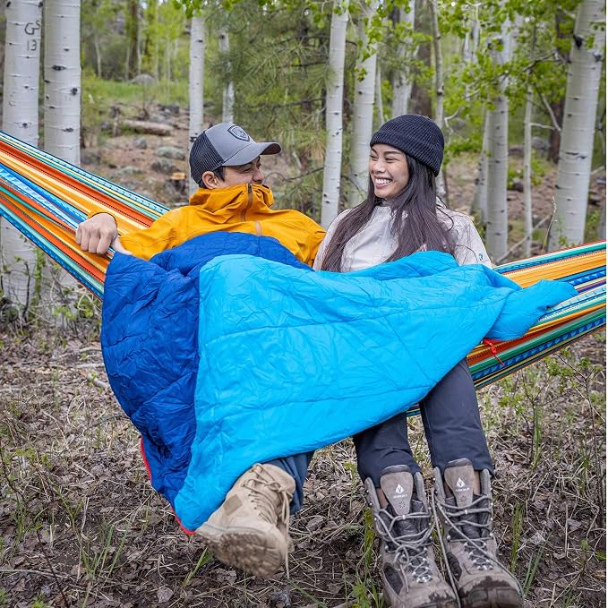 GRAND TRUNK 360° ThermaQuilt 3-in-1 Hammock Underquilt | Converts to Sleeping Bag or Blanket | 40°F Rated, Lightweight Insulated Camping Quilt | Blue/Navy