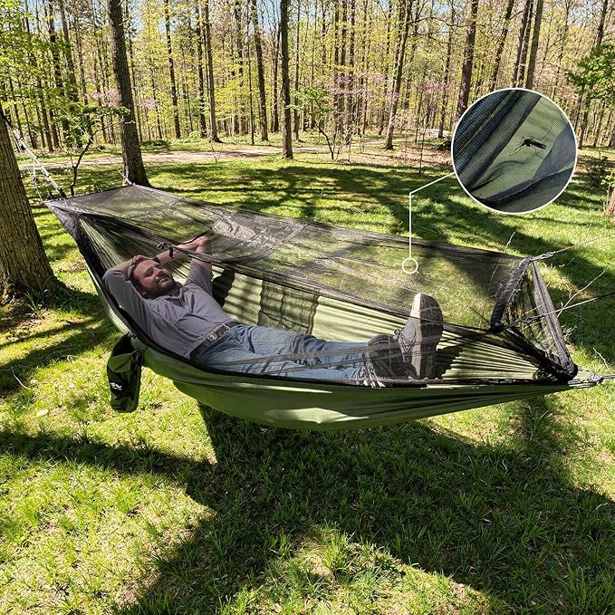 Night Cat Hammock with Mosquito Net: Portable Camping Hammock with Tree Straps Lightweight for Adults Outdoor Backpacking