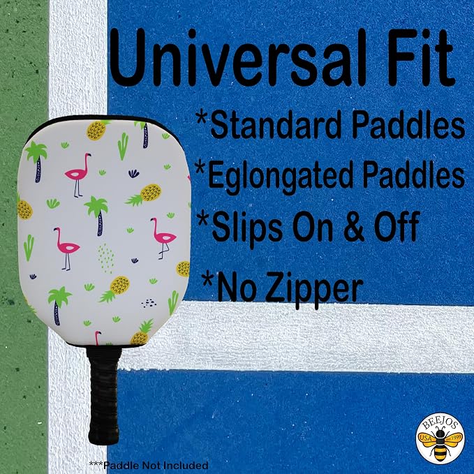 BeeJos Hawaiian Collection: Premium Slip-On Pickleball Paddle Cover-Fits Standard Size Paddles-Zipperless (Paddle not Included)