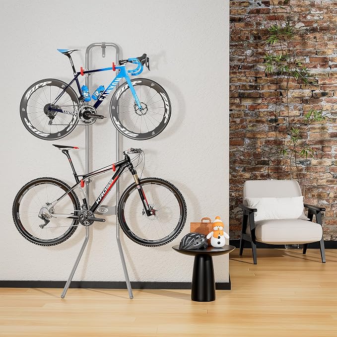 CXWXC 2 Bike Storage Rack (Max. 120LBS) - Gravity Wall Bike Rack - Fully Adjustable Bike Rack Garage,Home or Apartments - Vertical Bike Stand for Road, Mountain, and Hybrid Bicycles