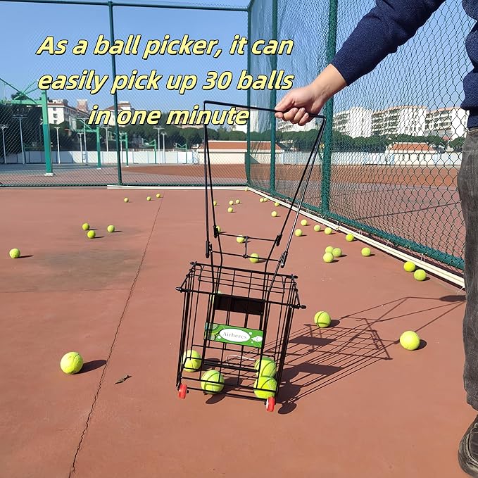4th Improvements,Tennis Balls Hopper , Pickleball Hopper,75 Tennis Or 50 Picklel Capacity,Also As Ball Picker,Easy to Pick Up 30 Tennis Or Pickle in 1 Minute, Easily Placed in The Trunk of A Car