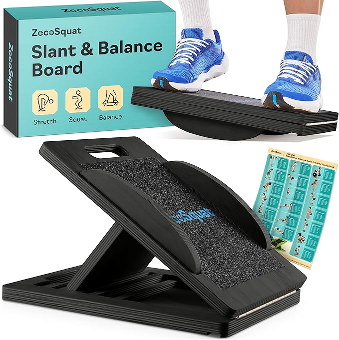 Slant Boards for Exercise – Slant Board with 7 Incline Angles – Transforms Into a Balance Board – Premium Calf Stretcher and Wobble Board for Effective Calf Stretching and Squats