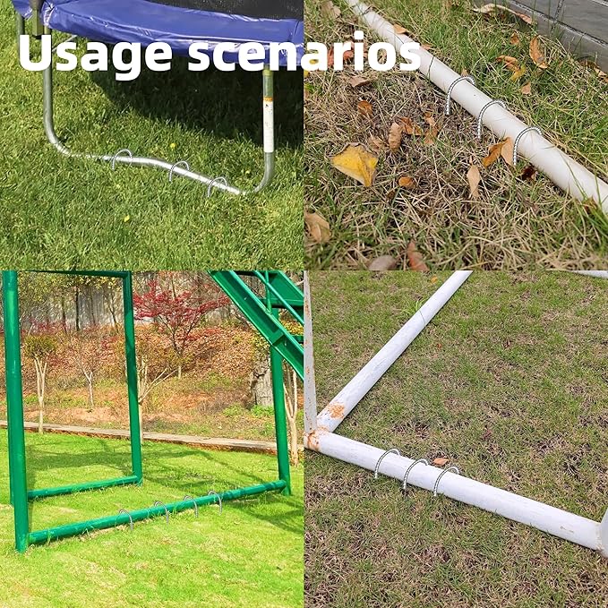 27 Pack Ground Garden Rebar Stakes Rebar 16 Inch Anti-Rust Galvanized Steel J Shape Hook Heavy Duty Ground Anchors for Tents, Position Kits,Fences, and Trampolines Landscape Fabric
