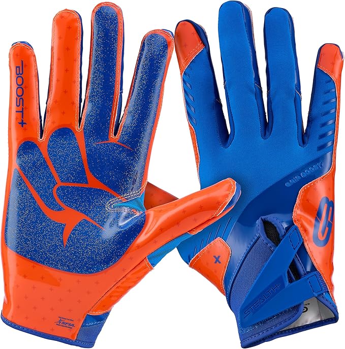 Grip Boost Football Gloves - Peace Stealth 6.0 Boost Plus Sticky Technology - Adult and Youth Football Gloves for Wide Receiver - Men's and Boys Sizes