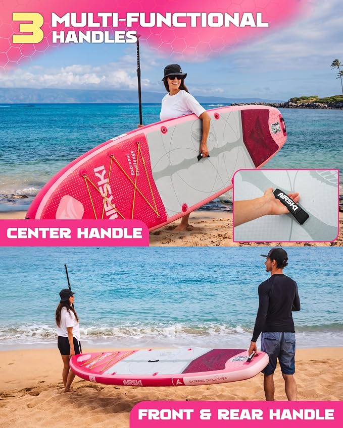 11'x34'' Extra Wide Inflatable Paddle Board, Stand-up Paddleboard for Adults, 420lb Capacity, Anti-Slip EVA, Stand-up Paddle Board for Yoga/Fishing/Family, US Fin, High-Pressure Pump, 100L Bag