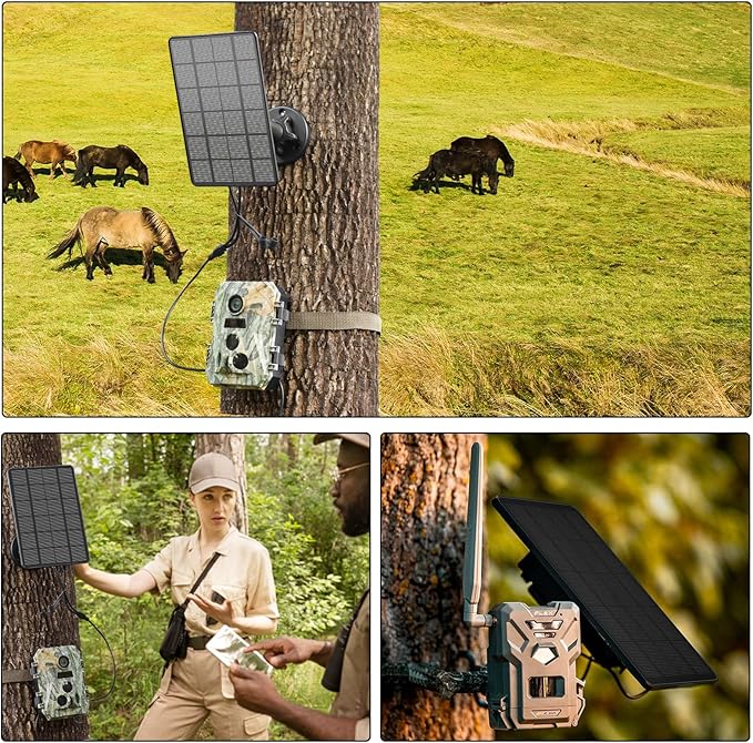Trail Camera Solar Panel with Battery 5000mAh LIYVZ 3W Hunting Solar 2 Pack | DC 6V/12V Multi-voltage Output, 360° Adjustable, IP66, Perfect for Hunters / Wildlife Research / Remote Monitoring