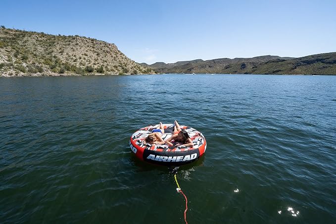 Airhead Slice Towable 2-4 Rider Models, Tube for Boating and Water Sports, Heavy Duty Full Nylon Cover with Zipper, EVA Foam Pads, and Patented Speed Safety Valve for Easy Inflating & Deflating