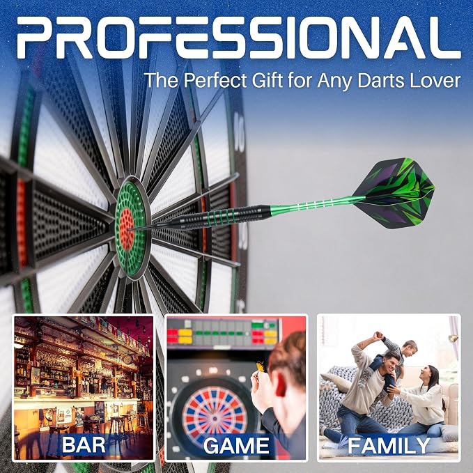Soft Tip Darts Set with Gift Box Dart Case Professional Darts Plastic Tip with 100 Dart Tips 12 Shafts 24 Flights Tool Kit Flight Protectors for Electronic Dart Board