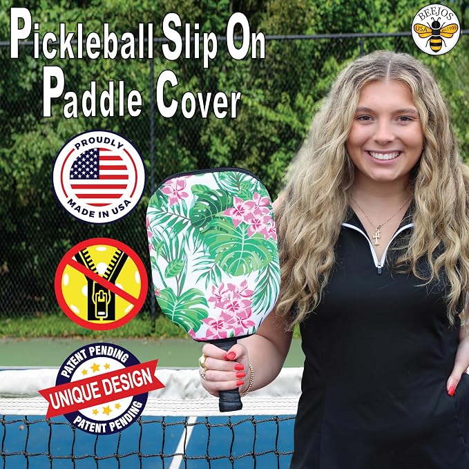 BeeJos Hawaiian Collection: Premium Slip-On Pickleball Paddle Cover-Fits Standard Size Paddles-Zipperless (Paddle not Included)