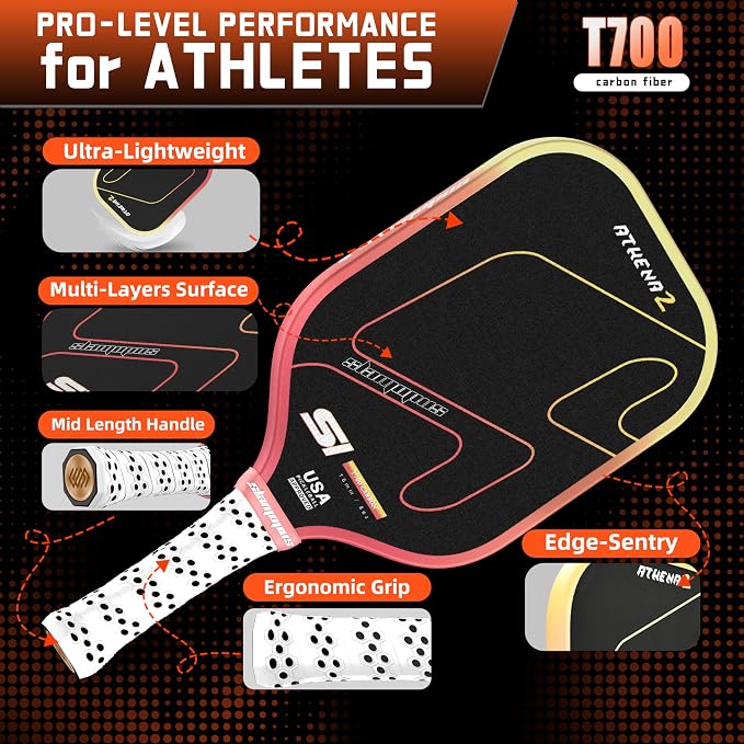 Raw Carbon Fiber Pickleball Paddles | T700 Pickleball Paddles with 16mm Polymer Honeycomb Core & Overgrips| Premium Pickle Ball Racket Enhanced Control & Spin & Power| USAPA Approved