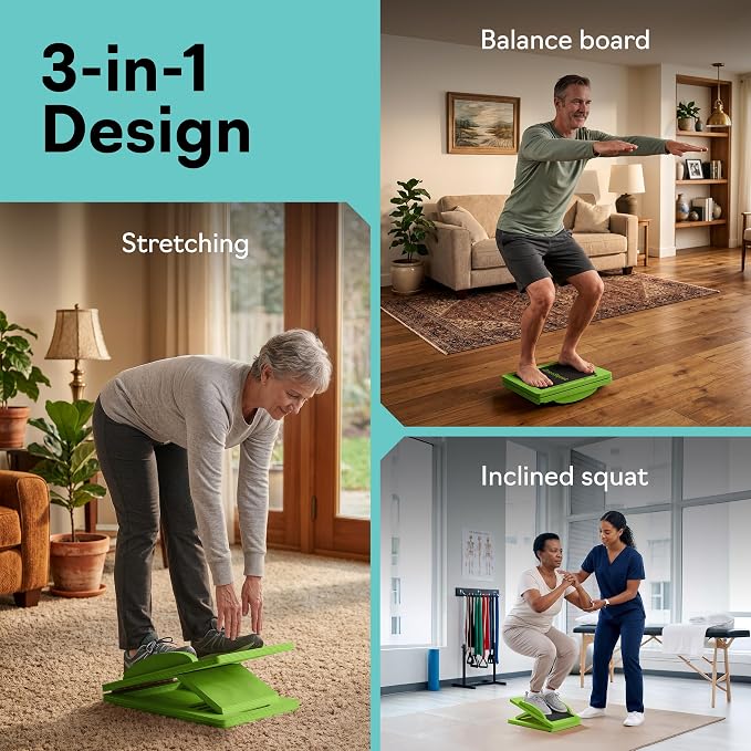 Slant Boards for Exercise – Slant Board with 7 Incline Angles – Transforms Into a Balance Board – Premium Calf Stretcher and Wobble Board for Effective Calf Stretching and Squats