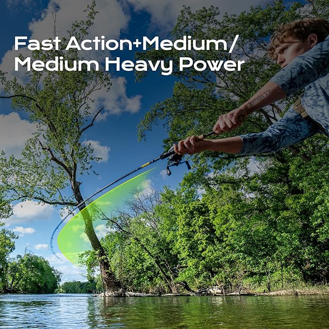 HANDING M1 Travel Fishing Rod 5/6-Piece Travel Spinning & Casting Rod | Travel Bass Fishing Rod Medium/Medium Heavy Power for Largemouth Smallmouth Spotted Bass Walleye Perch and Other Freshwater