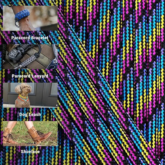 WEREWOLVES 550 Paracord Kits 100ft Each Color - 5 Colors Parachute Cord Combo 7 Strand Type III Parachute Cord 4mm for Crafting, Dog Collar, Survival Bracelets