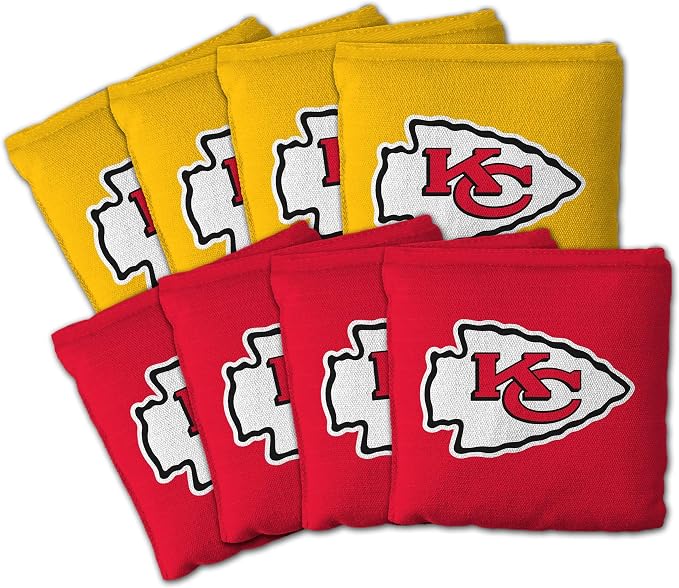 YouTheFan Officially-licensed NFL Set of 8 Cornhole Bags - All Weather Dual Sided Slide & Stop - regulation size