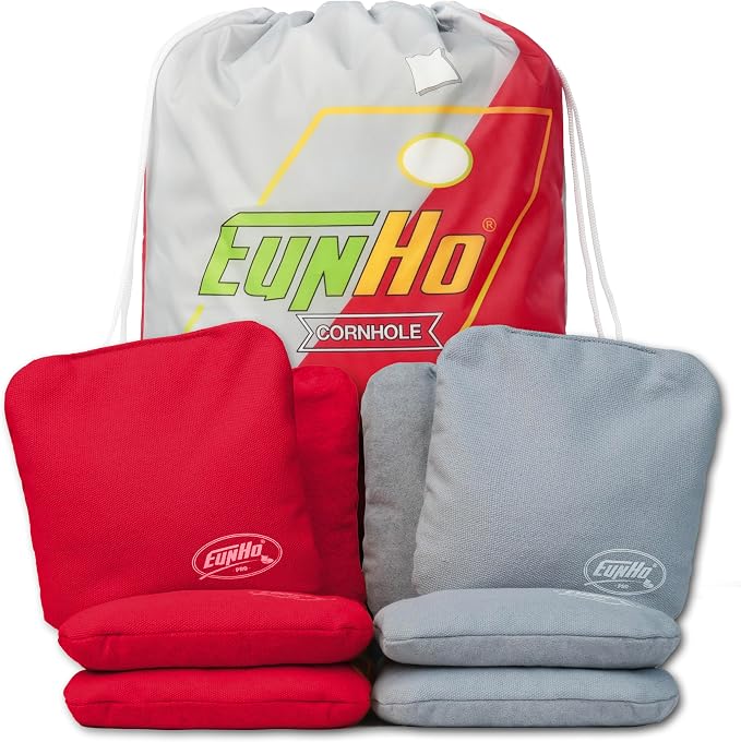 EunHo Regulation Cornhole Bags Set of 8 - Dual Sided Slick and Stick Cornhole Bean Bags for Tossing Game Professional All Weather Pro Corn Hole Bags with Tote Bag
