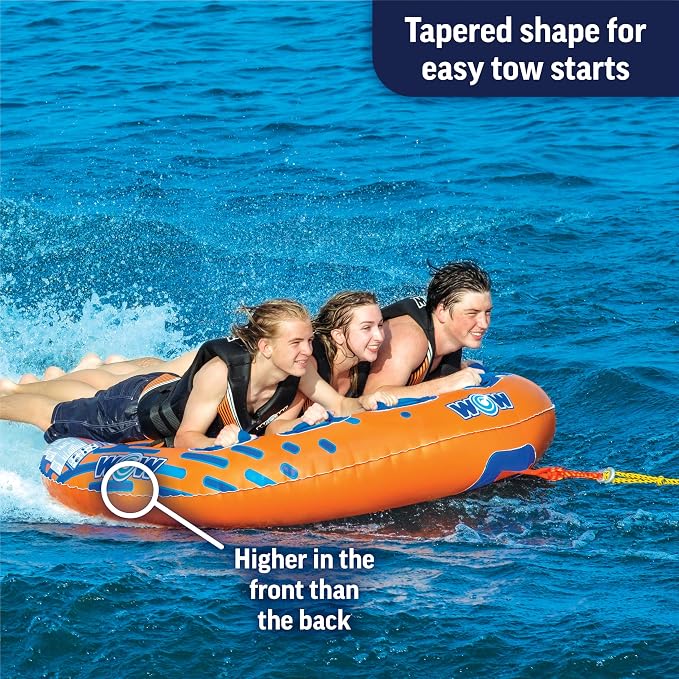 Wow Sports Nova 3 Towable Deck Tube - 1-3 Person - 510 lb Capacity - Heavy-Duty PVC - for Boating - Youth & Adults