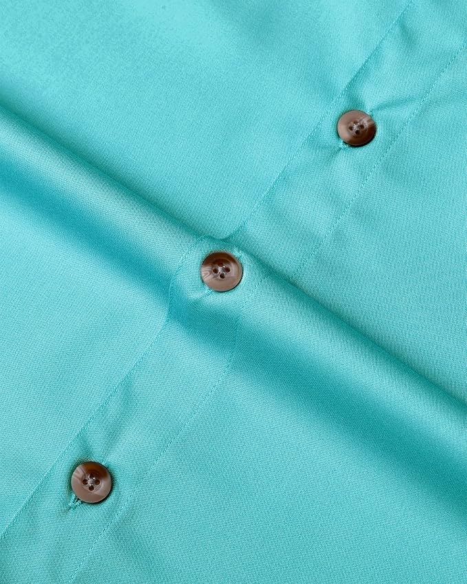 Alimens & Gentle Short Sleeve Fishing Shirt Wicking Fabric Sun Protection Casual Button Down Shirts